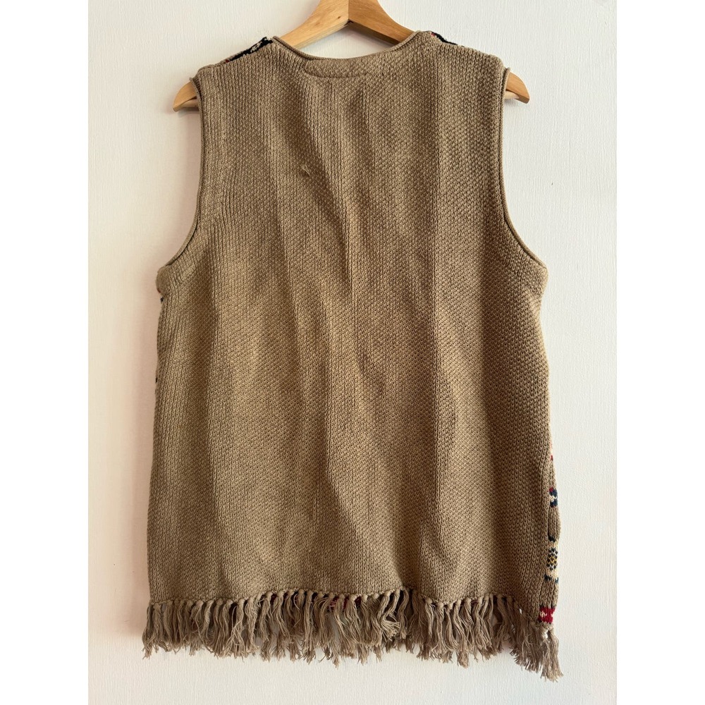 Innovation Sport Womens southwestern print knit vest fringe cotton blend M - Picture 5 of 10